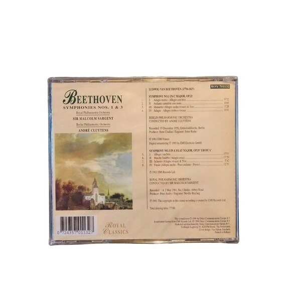Beethoven Symphonies 1 & 3 CD Classics André Cluytens Malcolm Sargent 37415cd - Picture 2 of 2